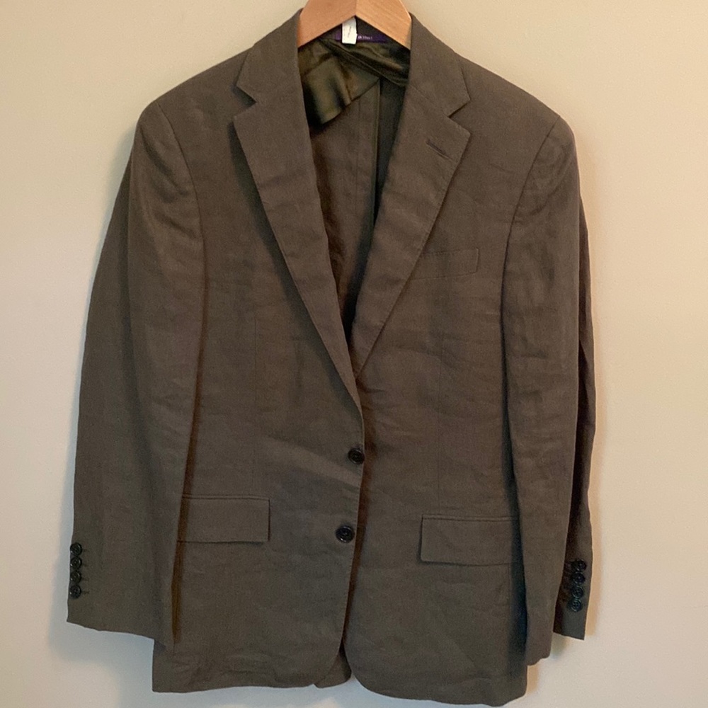 Ralph Lauren Purple Label Olive Green Linen Blazer